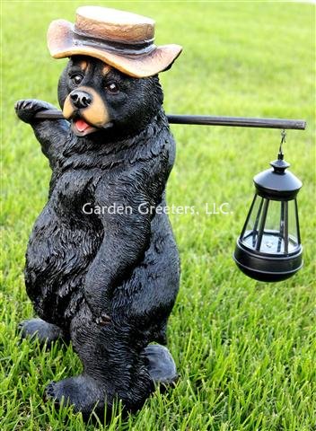 picture of BEAR STATUE WITH SOLAR LIGHT - Click Image to Close