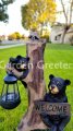 picture of Solar Bear Family Raccoon Statue Bear Raccoon Solar Figurine