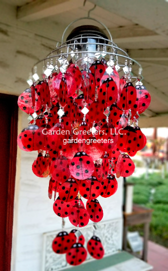 picture of Ladybug Solar Capiz Shell Windchimes/Chandelier Ladybug Capiz Ch - Click Image to Close