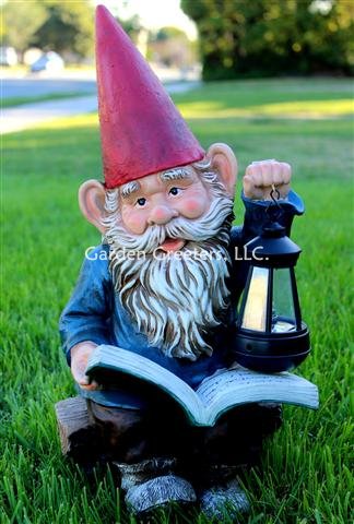 picture of READING GNOME WITH SOLAR LIGHT - Click Image to Close