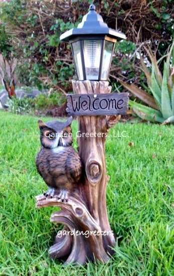 picture of OWL WITH SOLAR LIGHT STATUE SOLAR OWL LANTERN FIGURINE - Click Image to Close