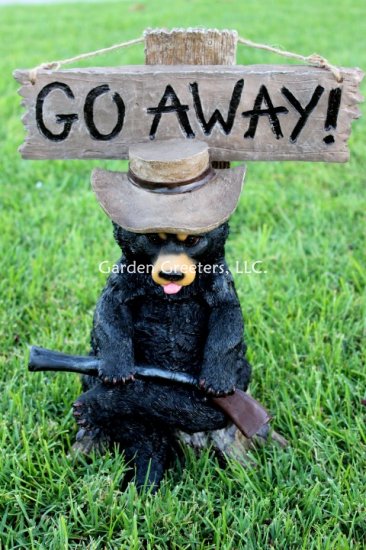 picture of GRAUCHY BEAR STATUE GRAUCHY BEAR FIGURINE, GROUCHY BLACK BEAR - Click Image to Close