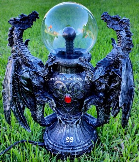 picture of DRAGON WITH ELECTRIC BALL/LIGHT STATUE FIGURINE - Click Image to Close