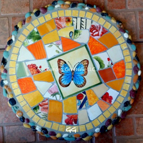 picture of MOSAIC BUTTERFLY STEPPING STONE MOSAIC WALL DECOR-bo - Click Image to Close