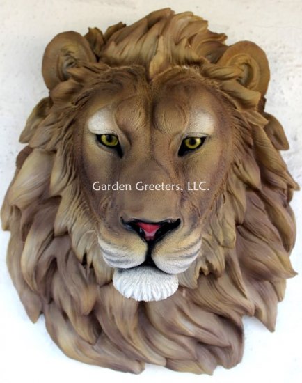 picture of LION HEAD WALL MOUNT STATUE - Click Image to Close