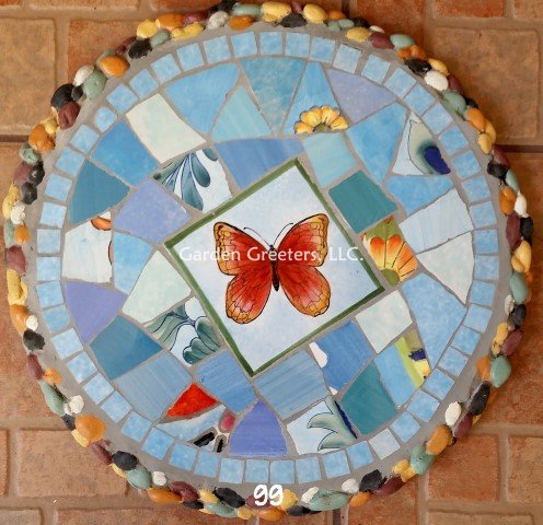 picture of MOSAIC BUTTERFLY STEPPING STONE MOSAIC WALL DECOR-bb - Click Image to Close