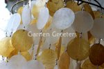 picture of WHITE/YELLOW CAPIZ SHELL WIND CHIME/CHANDELIER- ROUND