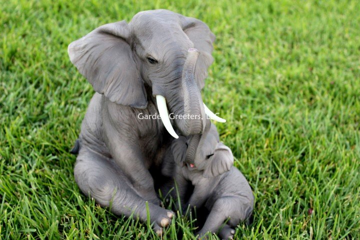 picture of ELEPHANT WITH BABY ELEPHANT STATUE - Click Image to Close