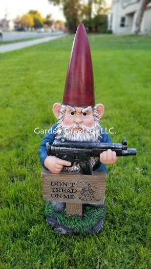 picture of Gnome Don't Tread on Me Gnome statue Don't Tread On me figurine - Click Image to Close