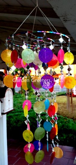 picture of MIXED COLORS CAPIZ WIND CHIMES - Click Image to Close