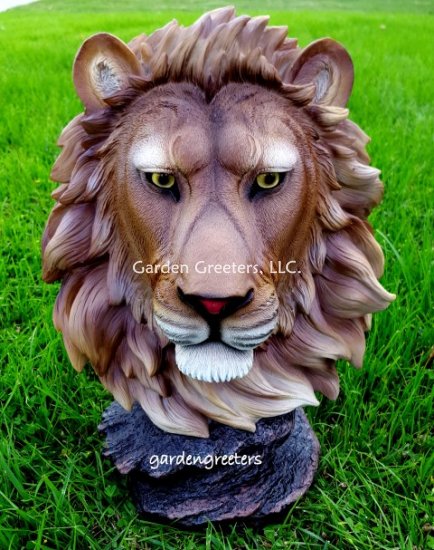 picture of LION HEAD ON ROCK STATUE FIGURINE LION HEAD - Click Image to Close