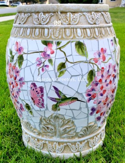 picture of MOSAIC GARDEN STOOL MOSAIC PLANT STAND-hb - Click Image to Close