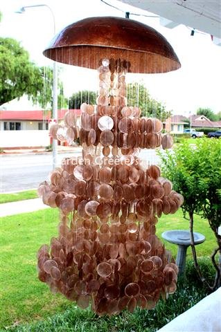 picture of LARGE AMBER CAPIZ WIND CHIMES - Click Image to Close