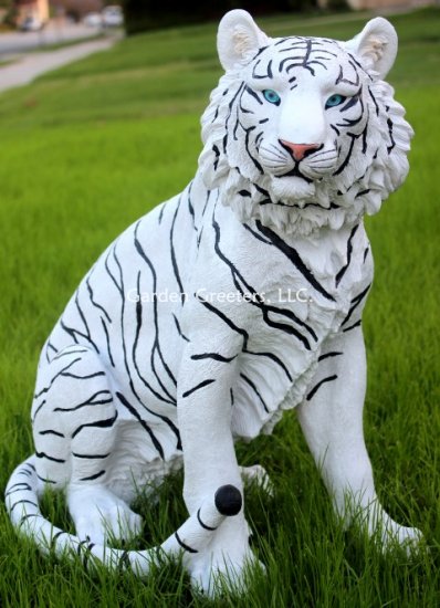 picture of WHITE TIGER STATUE WHITE TIGER FIGURINE - Click Image to Close