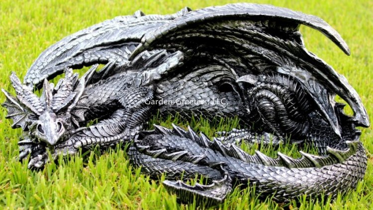 picture of SLEEPING DRAGON GOTHIC STATUE DRAGON FIGURINE - Click Image to Close