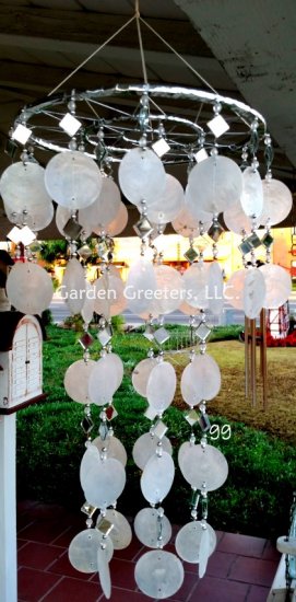 picture of WHITE/SILVER CAPIZ WIND CHIMES - Click Image to Close