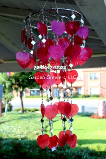 picture of RED HEART CAPIZ SHELL WINDCHIMES CAPIZ CHIMES RED HEART - Click Image to Close