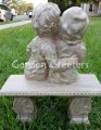 picture of BOY AND GIRL ON BENCH STATUE - GREY/GREEN