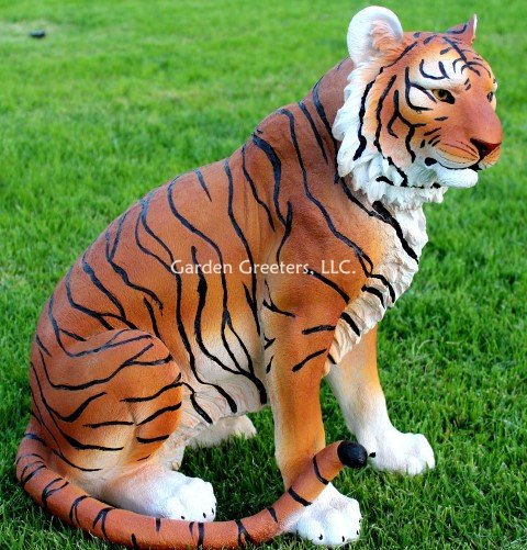 picture of ORANGE TIGER STATUE ORANGE TIGER FIGURINE - Click Image to Close