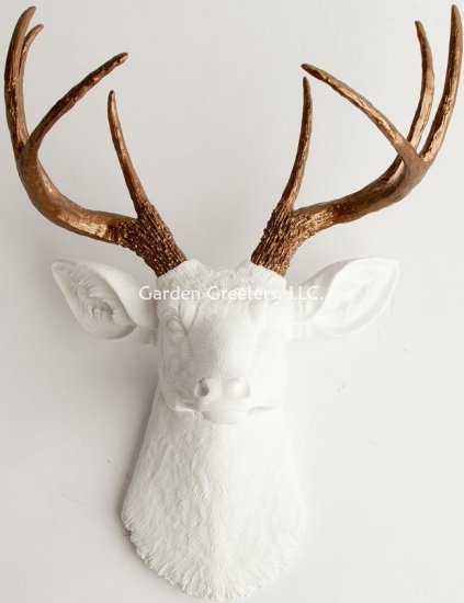 picture of DEER HEAD WHITE/BRONZE - Click Image to Close