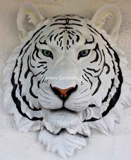 picture of WHITE TIGER HEAD WALL MOUNT STATUE - Click Image to Close